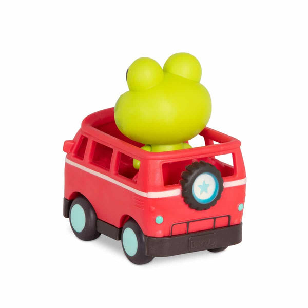 Spielzeugbus von B. Toys mit Frosch, Rückansicht