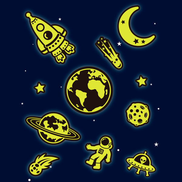 Im Dunkeln leuchtende Aufkleber – Weltraumabenteuer - Tublu.de