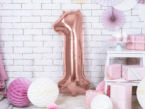 Fóliový balónek 86 cm – Číslo 1 růžovozlatá (Rosé Gold)