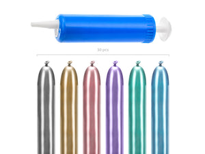 Tvarovací balónky 130 cm – Glossy Mix s pumpou