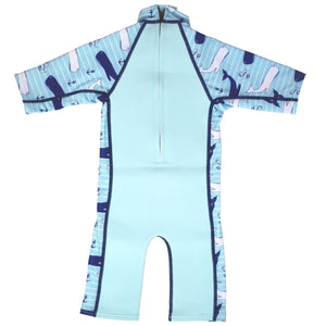 Neoprenový plavecký oblek UV Combie – 2–4 roky Velryby