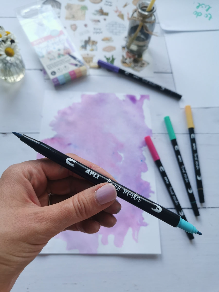 Doppelseitige Brush Marker - 6 Pastellfarben - Tublu.de