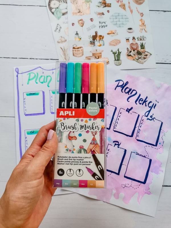 Doppelseitige Brush Marker - 6 Pastellfarben - Tublu.de