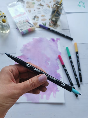 Doppelseitige Marker Brush Marker – 12 Farben - Tublu.de