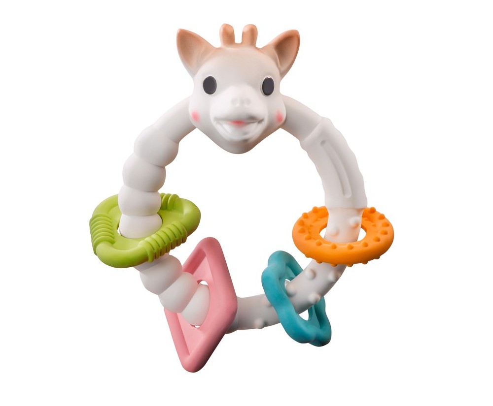 Bunter Beißring auf einem Ring Sophie die Giraffe - So'Pure - Tublu.de