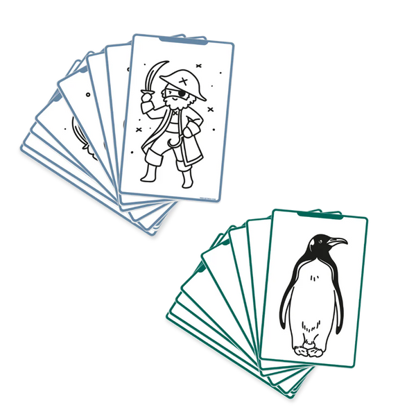 Náplňové karty – Kidydraw Mini – Zvířata světa / Oceán a piráti (60 ks)