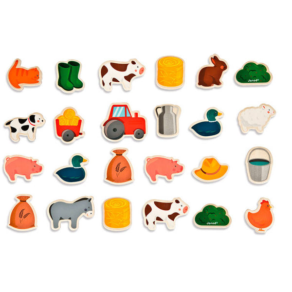 Magnesy drewniane Janod 24 sztuki - Farma - Tublu.de