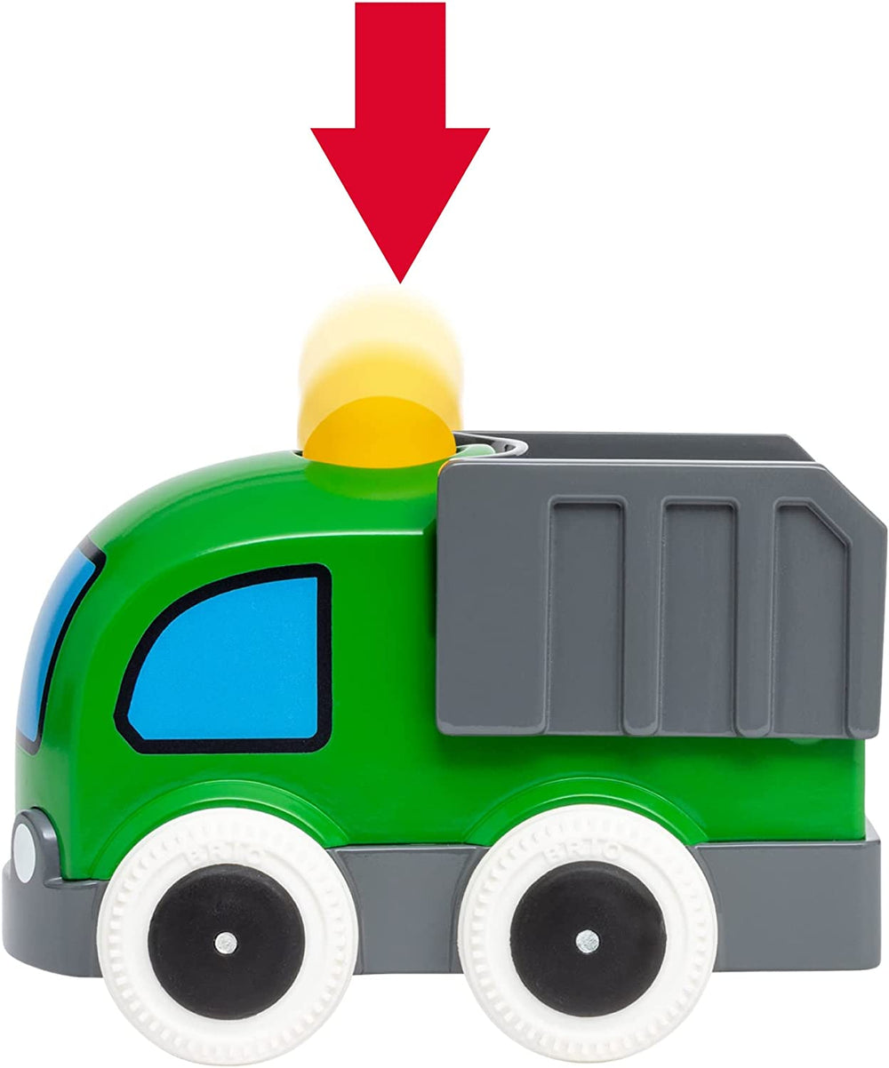 Dřevěná hračka „Stiskni a jeď“ – Nákladní auto