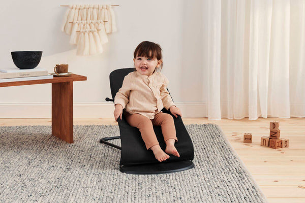 Dětské lehátko BALANCE SOFT COTTON – Černé/Tmavě šedé