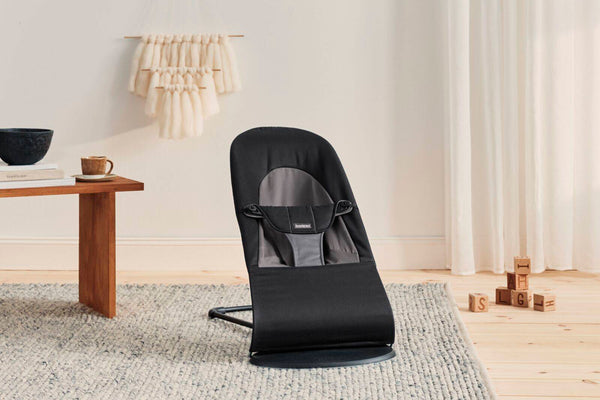 Dětské lehátko BALANCE SOFT COTTON – Černé/Tmavě šedé