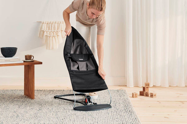 Dětské lehátko BALANCE SOFT COTTON – Černé/Tmavě šedé