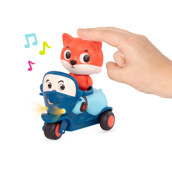 Sada 3 měkkých senzorických aut s veselými pasažéry – Závodní auto, Motorka, Pick-up