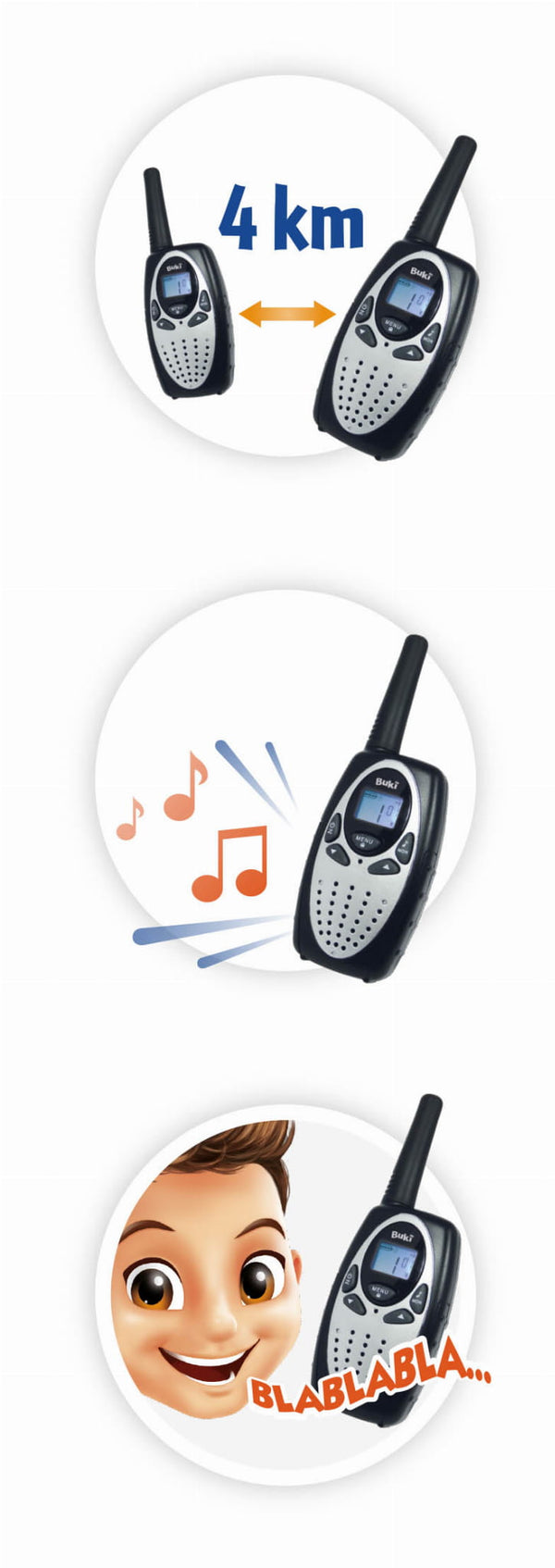 Walkie Talkie mit Akku - Reichweite 4 km - Tublu.de