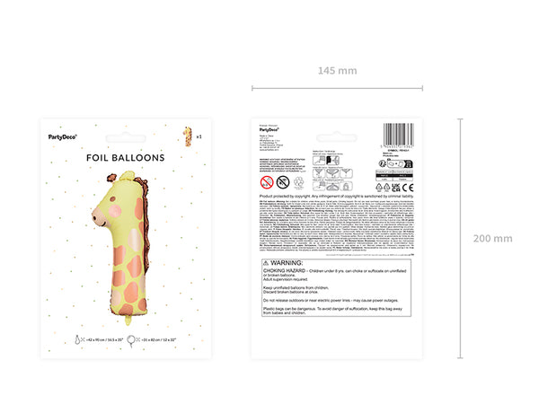 Fóliový balónek 90 cm – Číslo 1 Žirafa