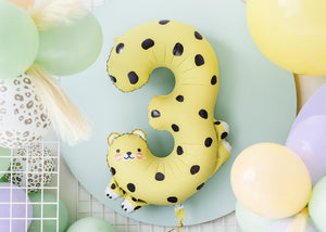Fóliový balónek 98 cm – Číslo 3 Gepard