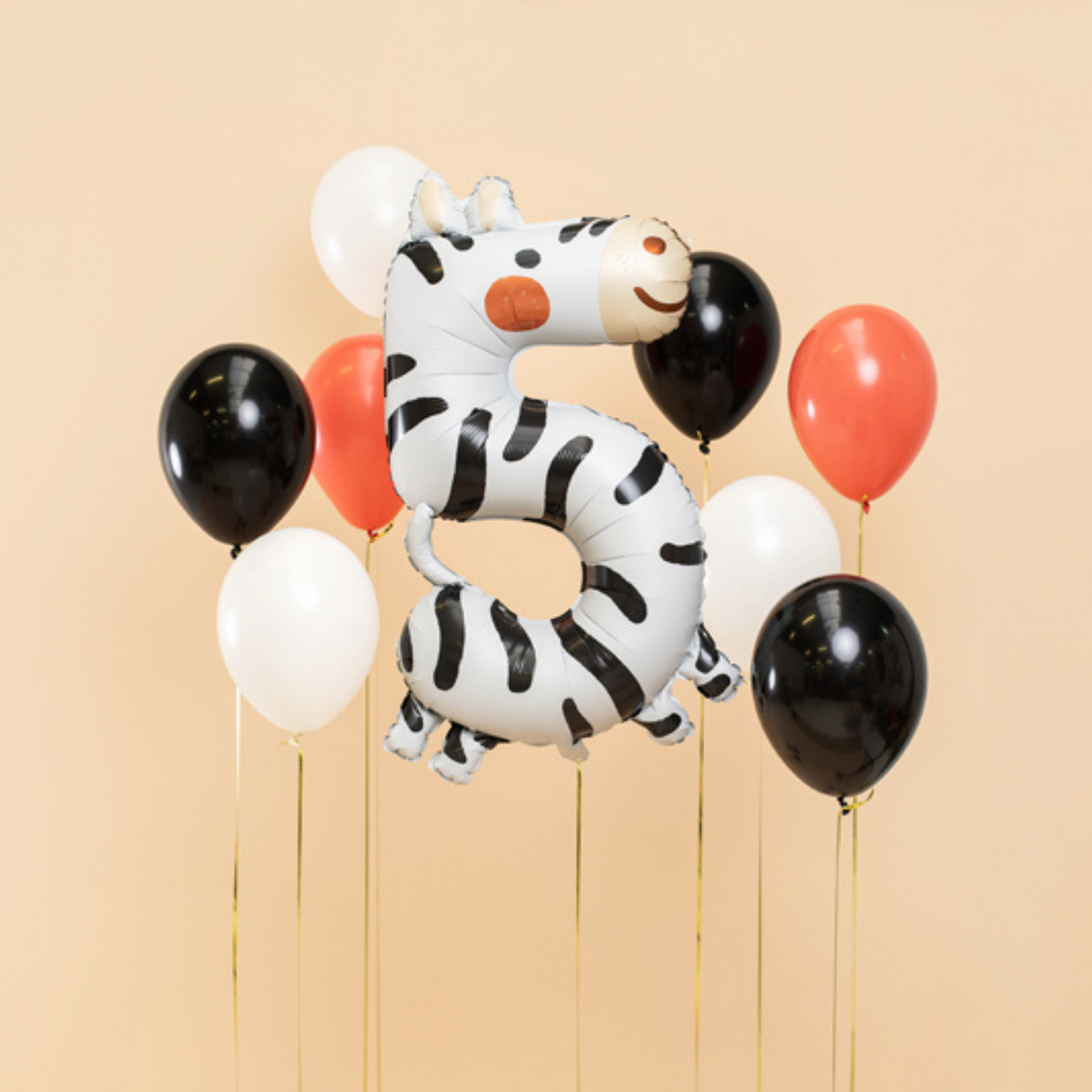 Fóliový balónek 98 cm – Číslo 5 Zebra