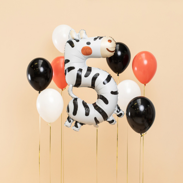 Fóliový balónek 98 cm – Číslo 5 Zebra