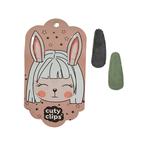 Sponky do vlasů Cuty Clips – Bunny Ears Šedo-zelené