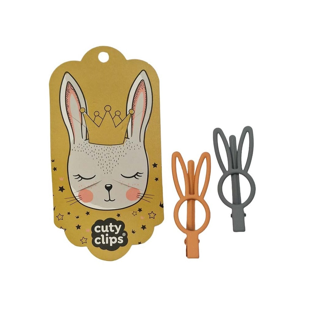 Sponky do vlasů Cuty Clips – Bunny Eyes Šedo-oranžové