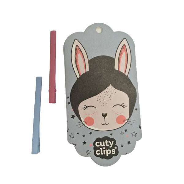 Sponky do vlasů Cuty Clips – Moon Rabbit Modro-růžové