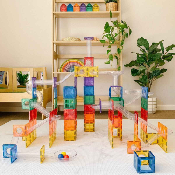 Magnetbausteine Kugelbahn – Rainbow Ball Run Pack 92 Teile - Tublu.de