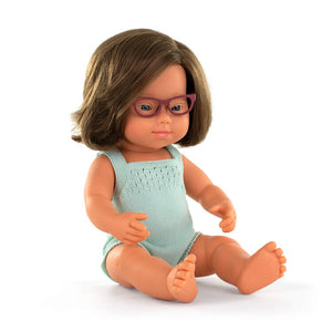Panenka holčička Colourful Edition Doll – Evropanka s brýlemi 38 cm