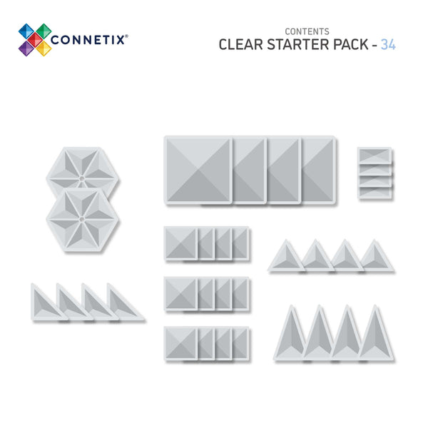 Magnetická stavebnice – Clear Starter Pack 34 dílků