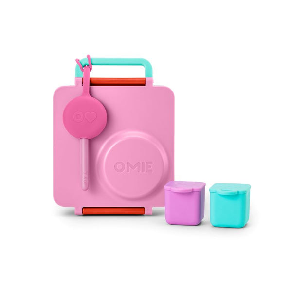 Dvě vzduchotěsné nádoby pro lunchbox OmieDip – Pink Teal