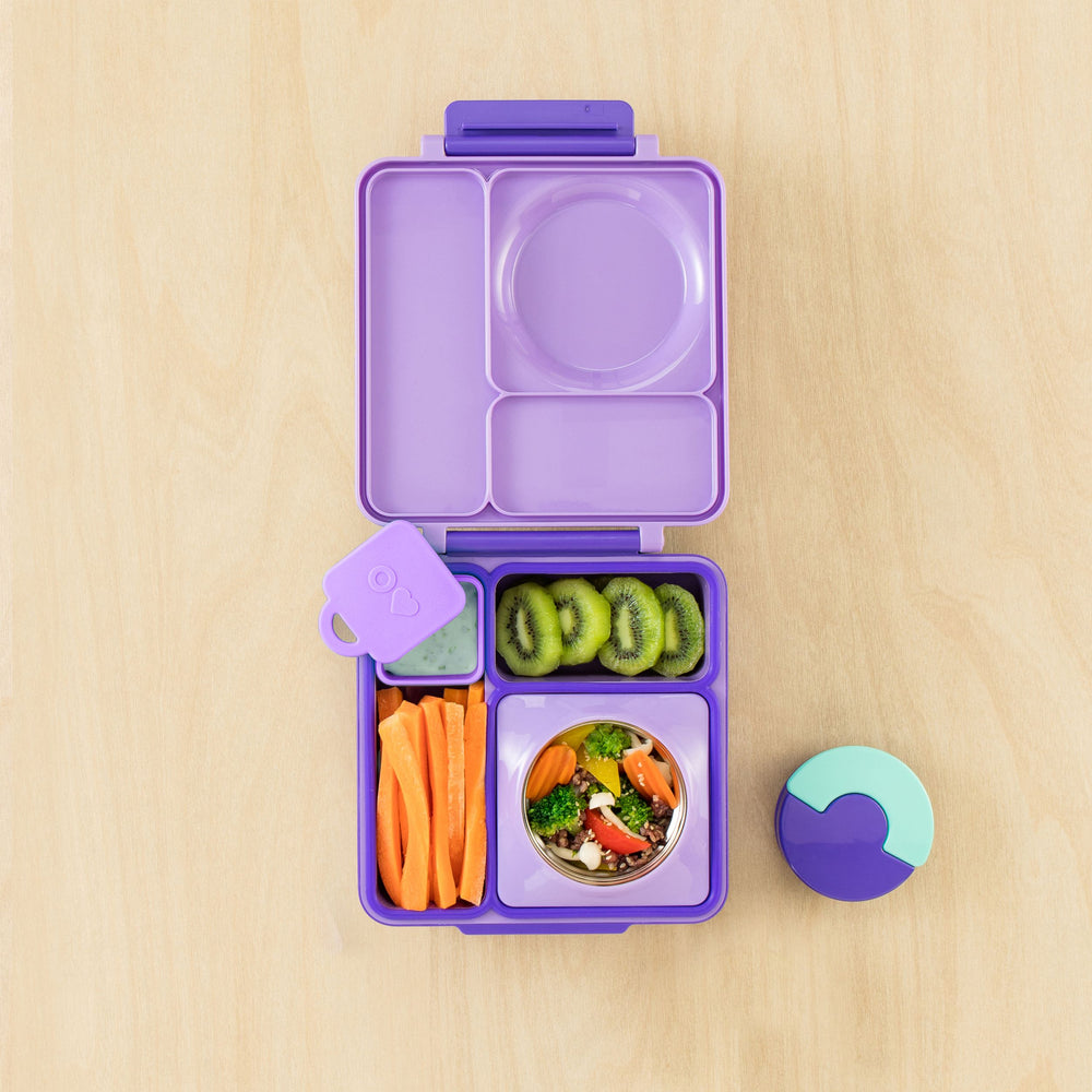 Dvě vzduchotěsné nádoby pro lunchbox OmieDip – Purple Orange