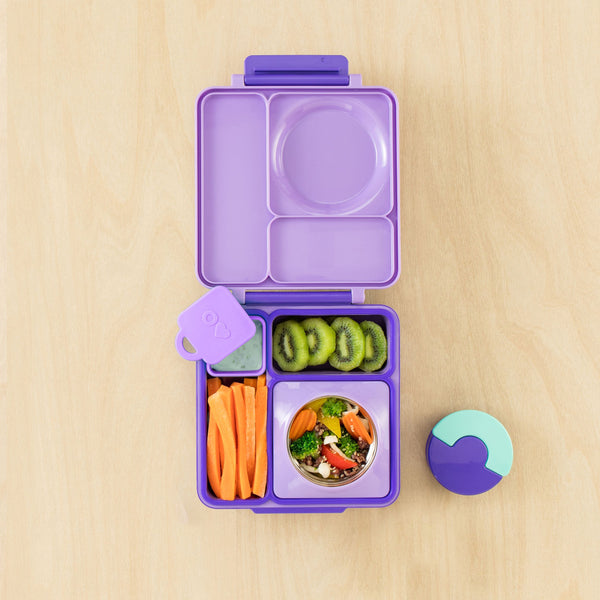 Dvě vzduchotěsné nádoby pro lunchbox OmieDip – Purple Orange