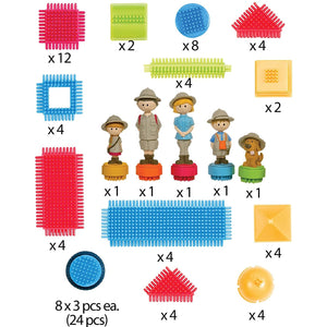 Bristle Blocks kostky v kufříku – Safari s figurkami, 85 dílků