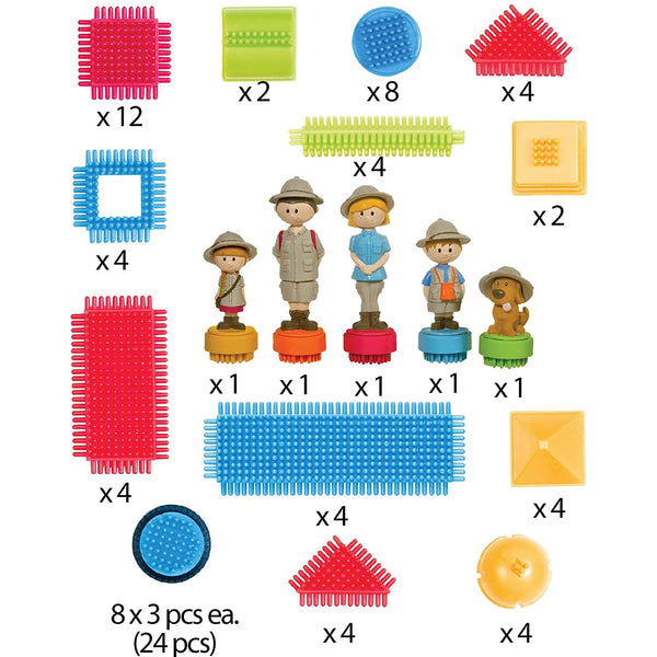 Bristle Blocks kostky v kufříku – Safari s figurkami, 85 dílků