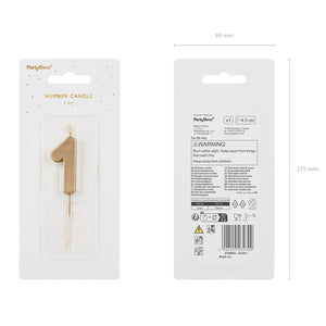 Narozeninová svíčka 4,5 cm – Číslo 1 zlatá