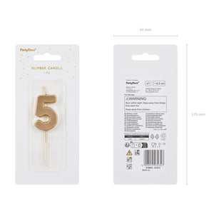 Narozeninová svíčka 4,5 cm – Číslo 5 zlatá