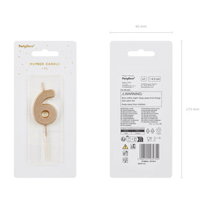 Narozeninová svíčka 4,5 cm – Číslo 6 zlatá