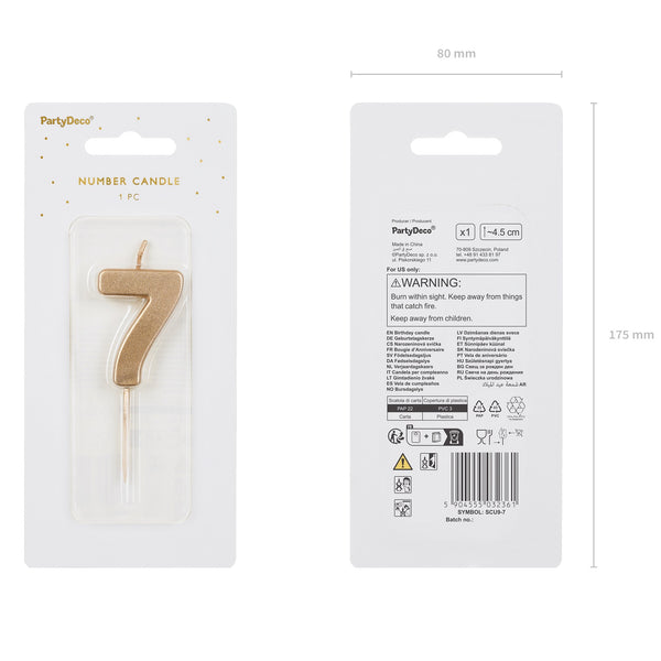 Narozeninová svíčka 4,5 cm – Číslo 7 zlatá