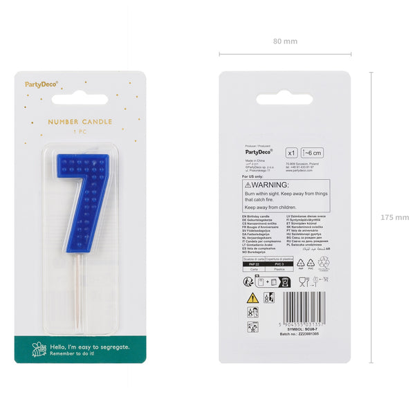 Narozeninová svíčka 6 cm – Číslo 7 modrá