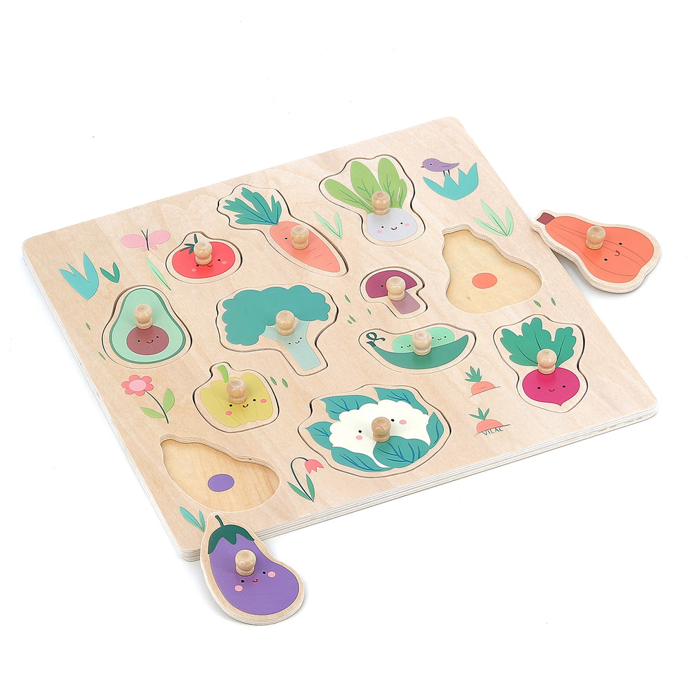 Dřevěné puzzle – Zahrádka (Zelenina)