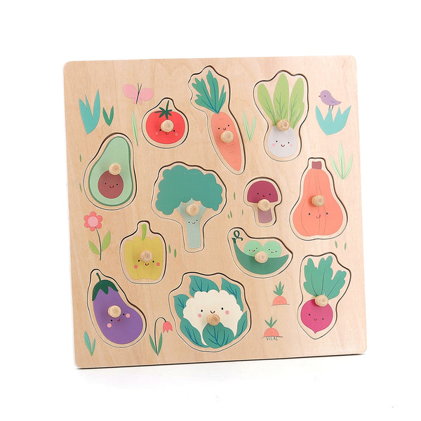 Dřevěné puzzle – Zahrádka (Zelenina)