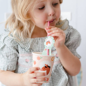 Papírová brčka, 6 kusů – Koně