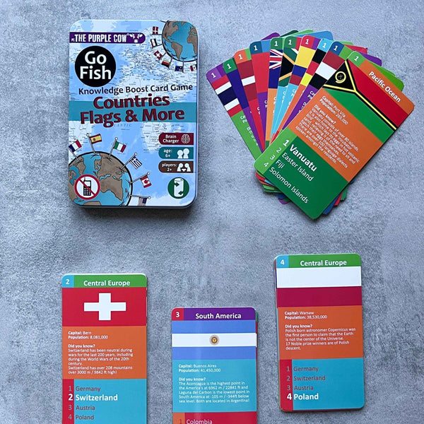 Cestovní karetní hra Kvarteto – Go Fish Země, vlajky