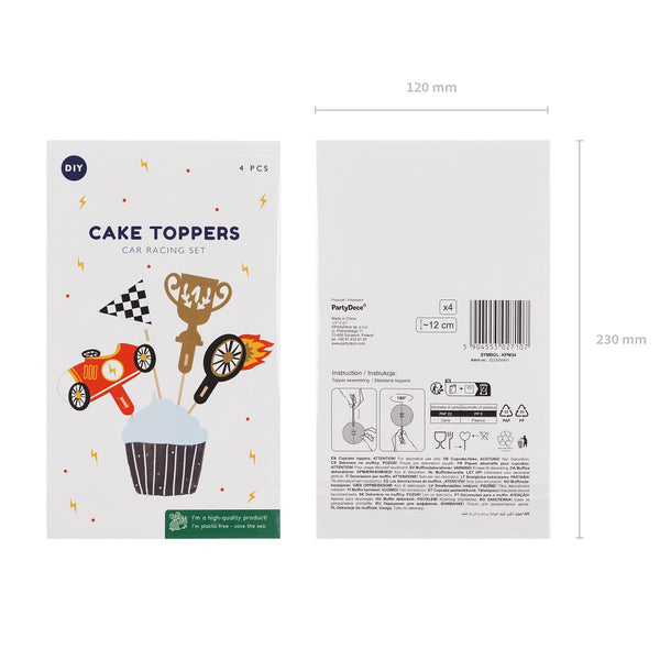 Dekorace na muffiny, 4 kusy – Auta