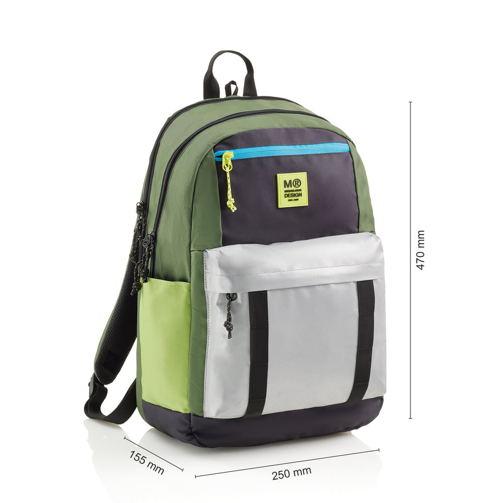 Tříkomorový školní batoh Amsterdam – Rider Green 28 l