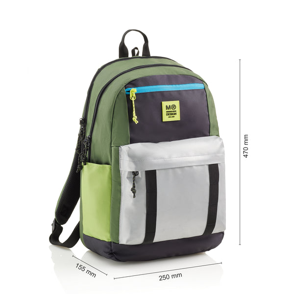 Tříkomorový školní batoh Amsterdam – Rider Green 28 l