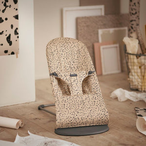 Dětské lehátko BLISS WOVEN – Béžové/Tmavě šedé s potiskem