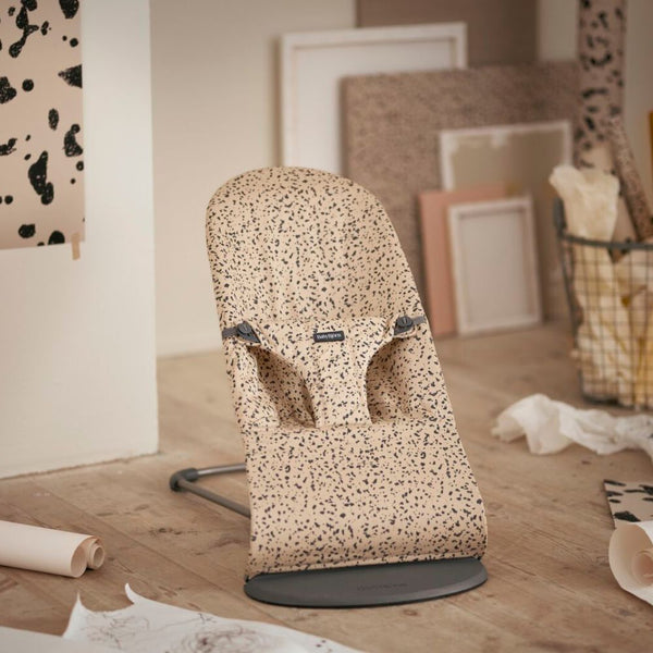 Dětské lehátko BLISS WOVEN – Béžové/Tmavě šedé s potiskem