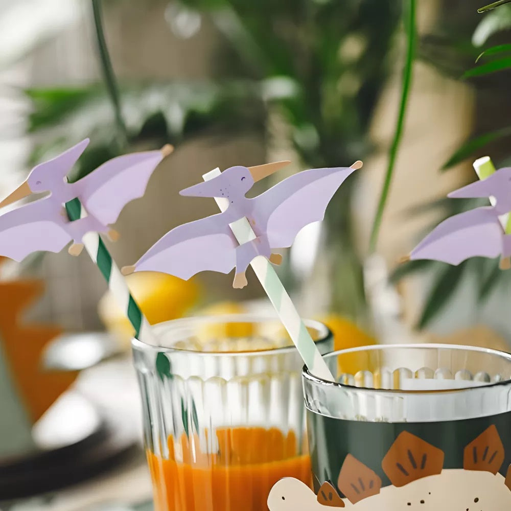 Papírová brčka, 6 kusů – Pterodaktyl