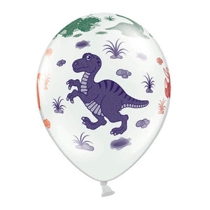 Balónky Strong 6 kusů – Dinosauři Pastel Pure White 30 cm