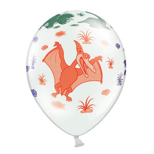 Balónky Strong 6 kusů – Dinosauři Pastel Pure White 30 cm