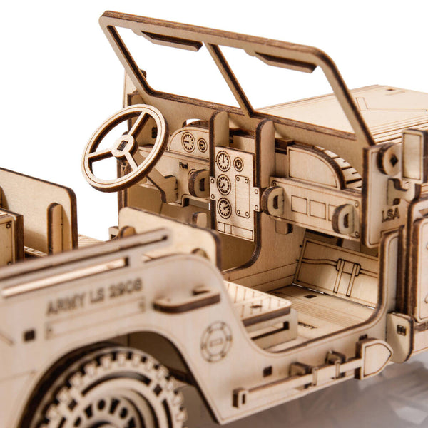 Dřevěné puzzle 3D model – Vojenské vozidlo Jeep